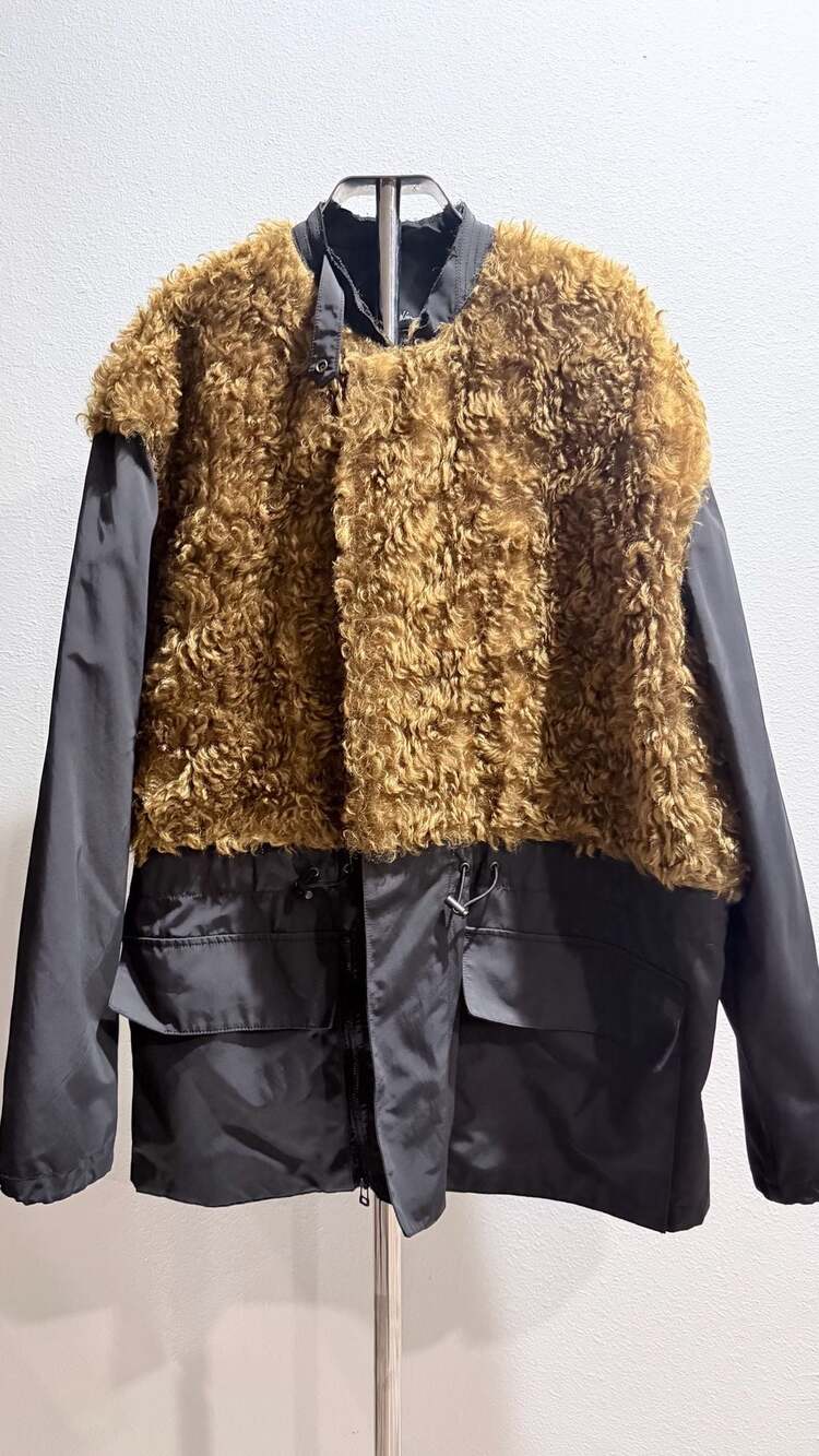 3.1 Phillip Lim Faux Fur and Nylon Mixed Media Coat Size S